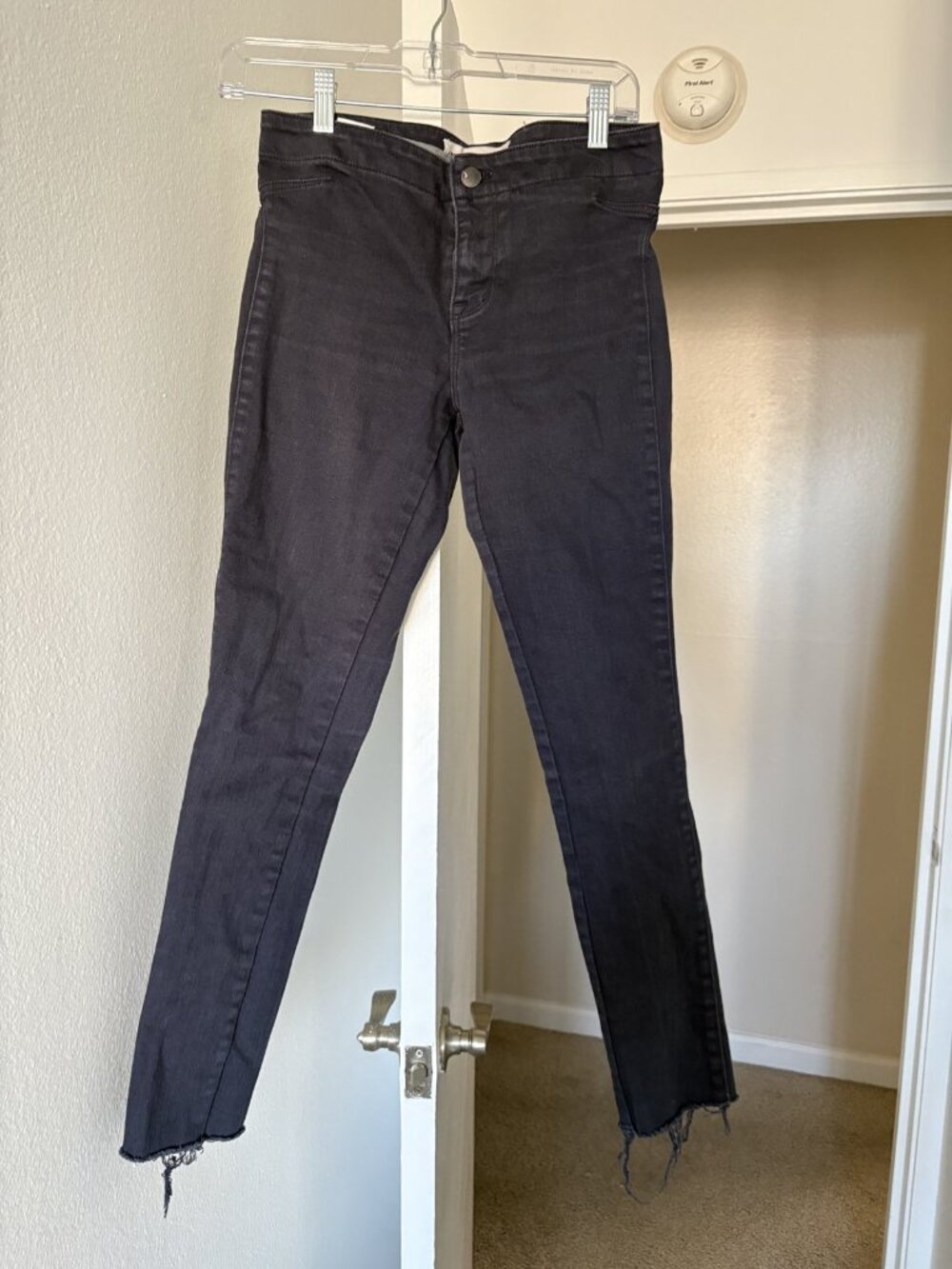 J Brand x Hussein Chalayan Skinny Jeans Womens 27 Charcoal Raw Hem Made in USA